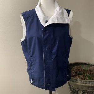 Blue and White Reversible Women’s light button up vest